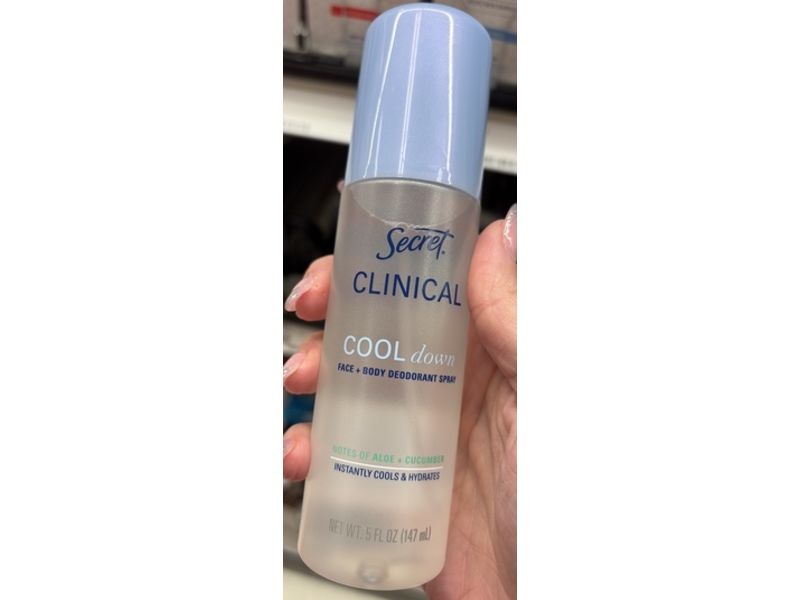 Secret Clinical Face + Body Deodorant Spray, Cool Down, 5 fl oz/147 mL