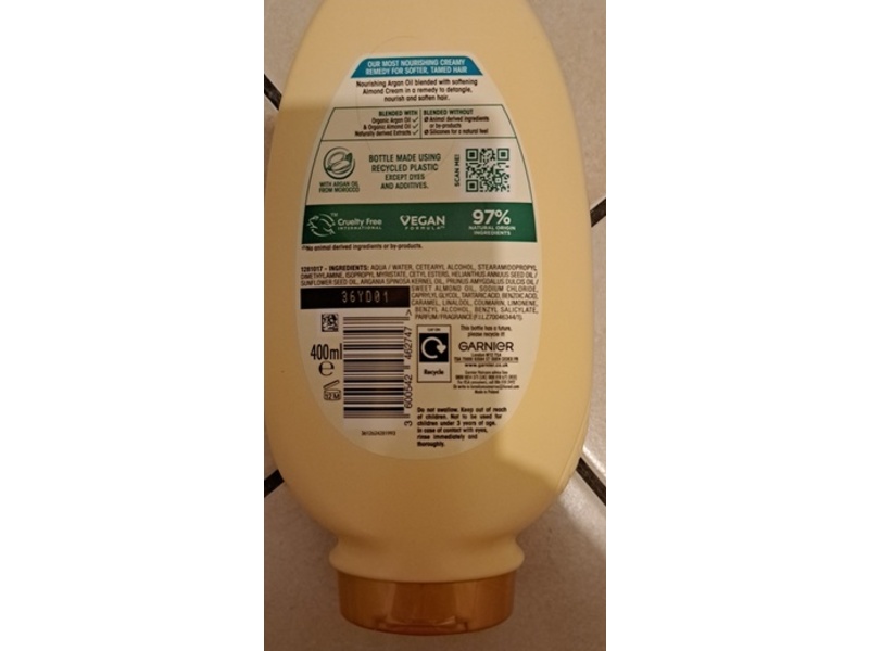 Garnier Ultimate Blends Creamy Nourishing Conditioner, Argan Richness, 400 mL