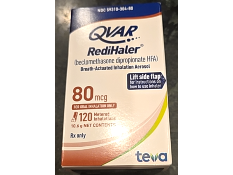 Qvar Redihaler (beclomethasone dipropionate) 80 mcg, 10.6 g, Teva (Rx)