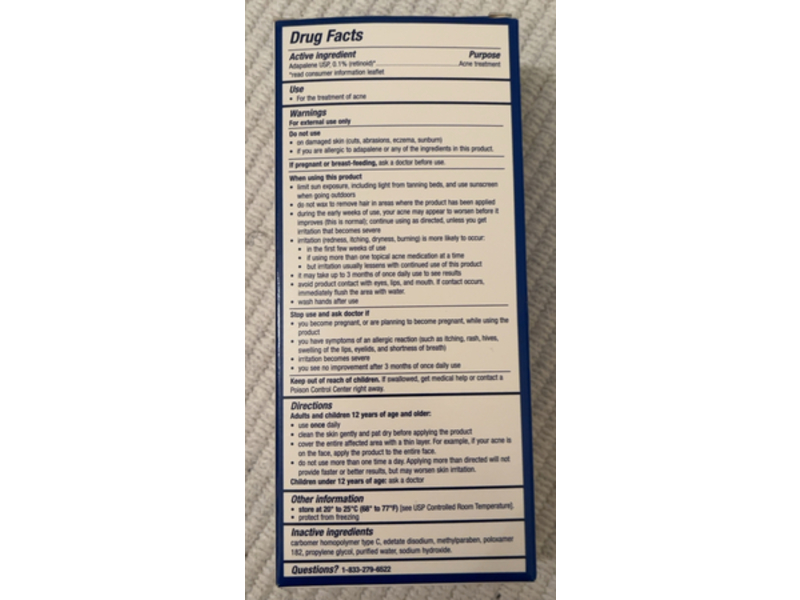 PanOxyl Adapalene Gel 0.1% Acne Treatment, 0.5 oz/15 g