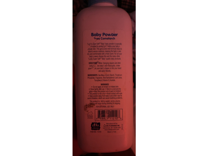 Lucky Super Soft Baby Powder, Pure Cornstarch, 10 oz/283 g