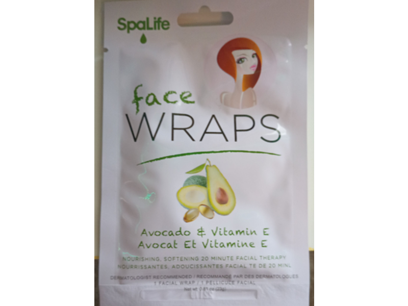 Spa life Face Wraps, Avocado, 0.81 oz, 1 Count