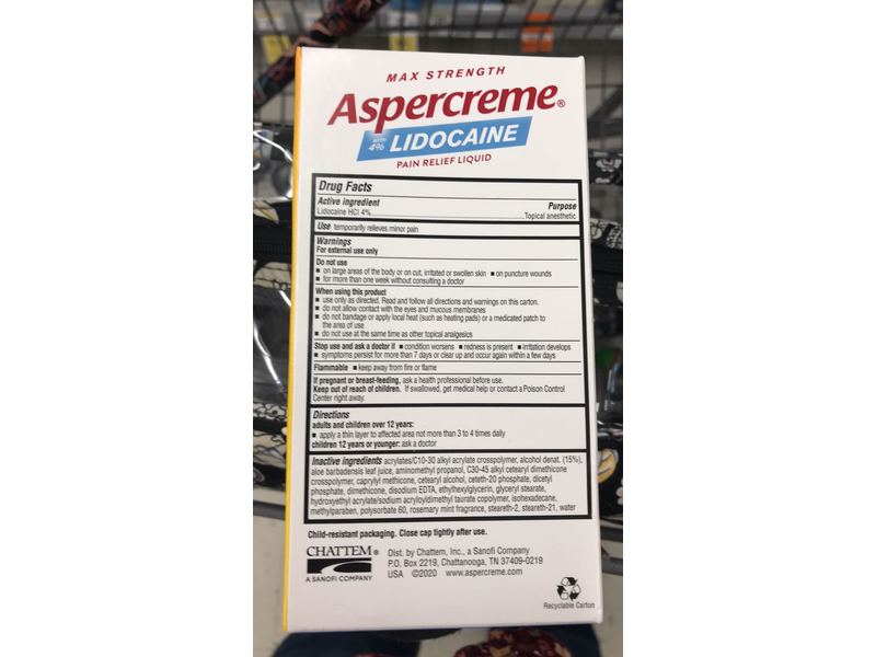 Aspercreme Lidocaine Pain Relief Liquid, Rosemary & Mint, 2.5 fl oz/73 mL