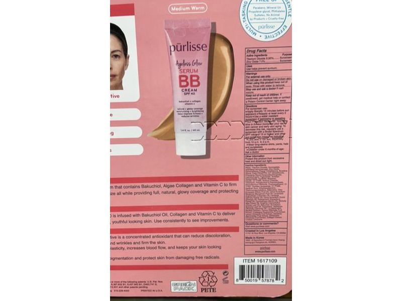 Purlisse Ageless Glow Serum Bb Cream, SPF 40, 1.4 fl oz/40 mL