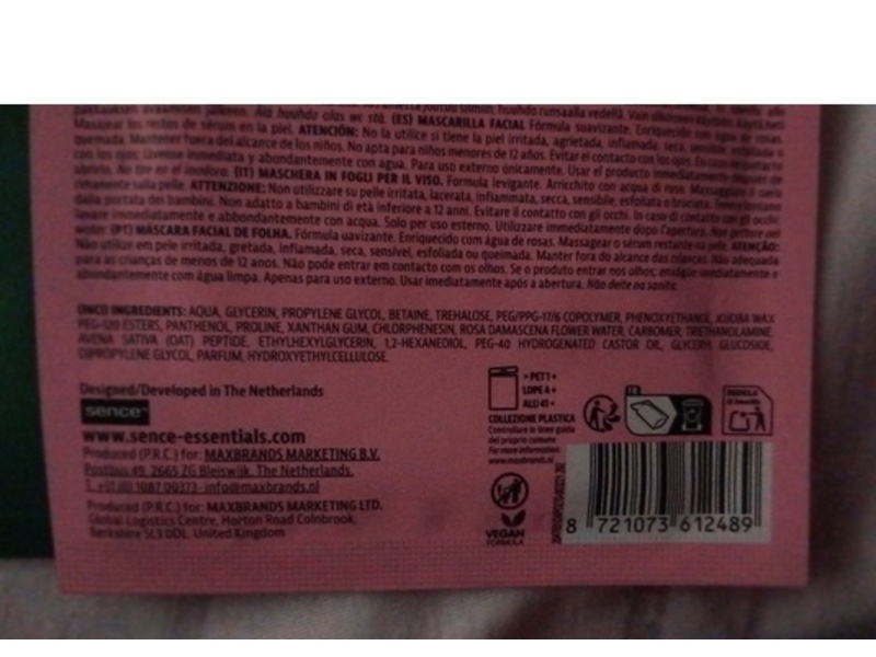 Sence Botanical Market Face Sheet Mask, Rose Water, 20 mL