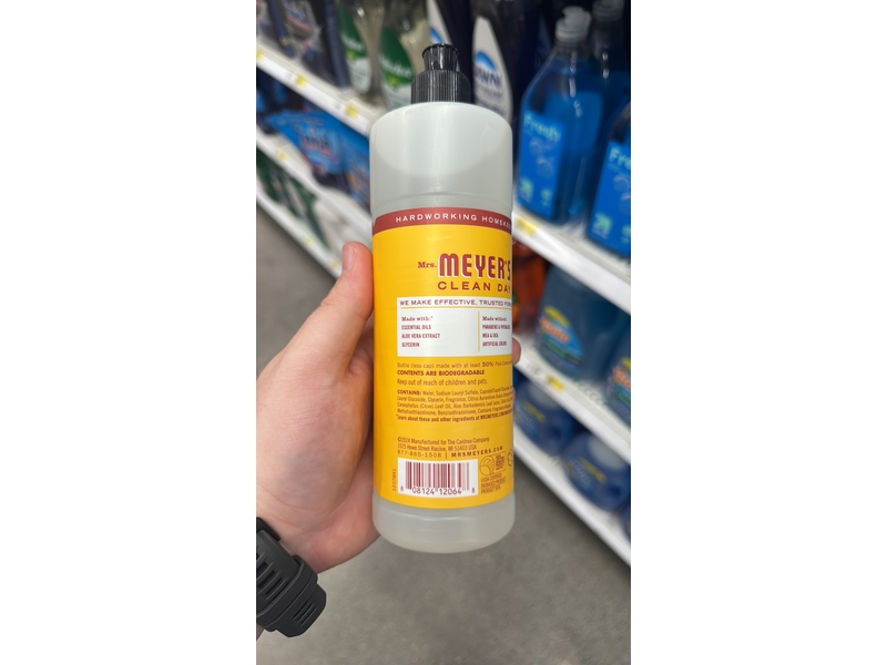 Mrs. Meyer's Clean Day Dish Soap, Clementine Scent, 16 fl oz/473 mL