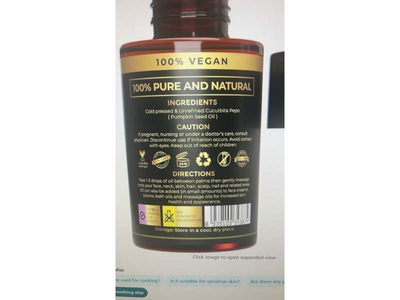 The Organic Forest Pumpkin Seed Oil, 1 fl oz/30 mL