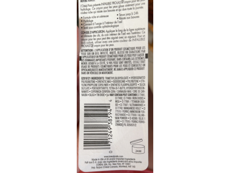 L'Oreal Paris Infallible Pro-Last Waterproof Pencil Eyeliner, 860 Ivy Lierry, 0.042 oz/12 g