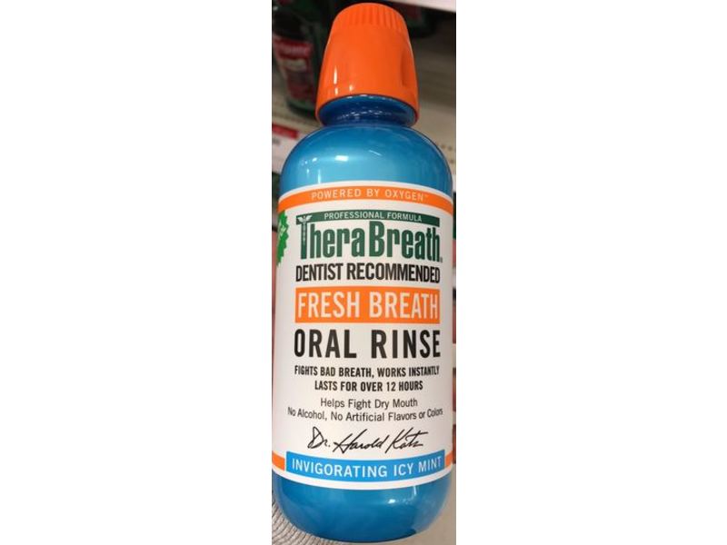TheraBreath Dentist Recommended Fresh Breath Oral Rinse, Icy Mint Flavor, 16 fl oz / 473 mL