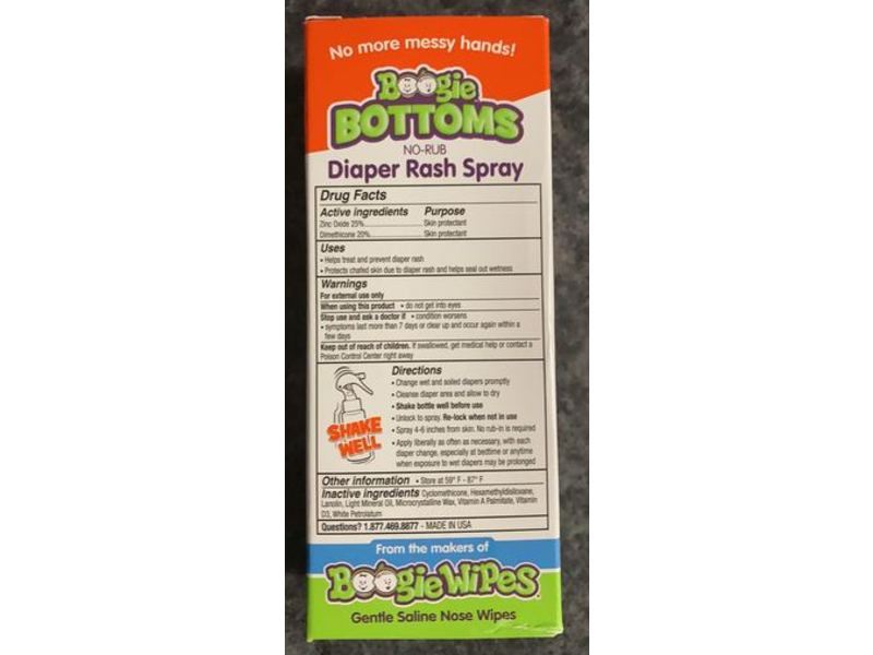 Boogie Bottoms Diaper Rash Spray, 1.7 fl oz/49 mL