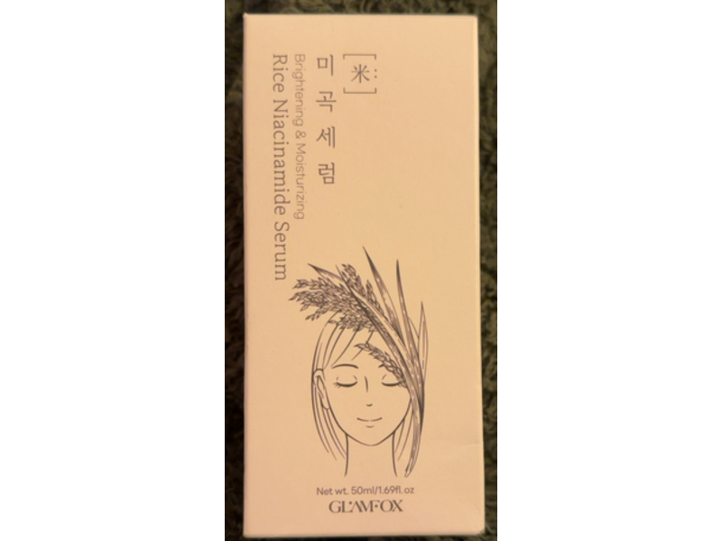 Glamfox Brightening & Moisturizing Serum, Rice Niacinamide, 1.69 fl oz/50 mL