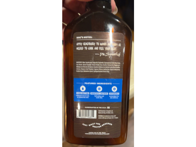 Dr. Squatch Natural Hand & Body Lotion, Fresh Falls, 10.0 fl oz/295 mL