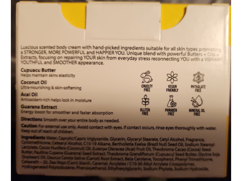 Nutrius Brazilian Body Butter Cream, 6 fl oz/177 mL