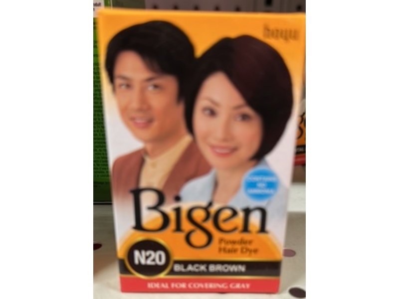 Bigen Powder Hair Dye, N20 Black Brown, 0.21 oz/6 g