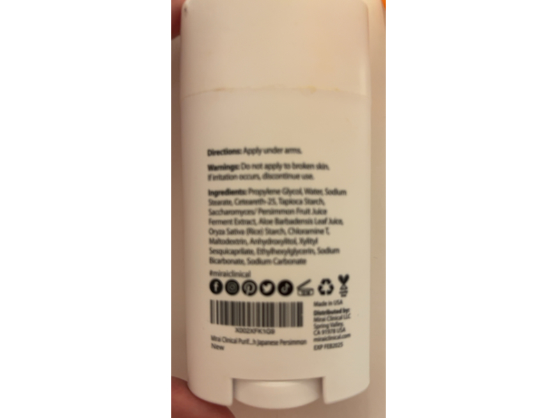 Mirai Clinical Natural Deodrant, Japanese Persimmon, 2.6 oz/75 g