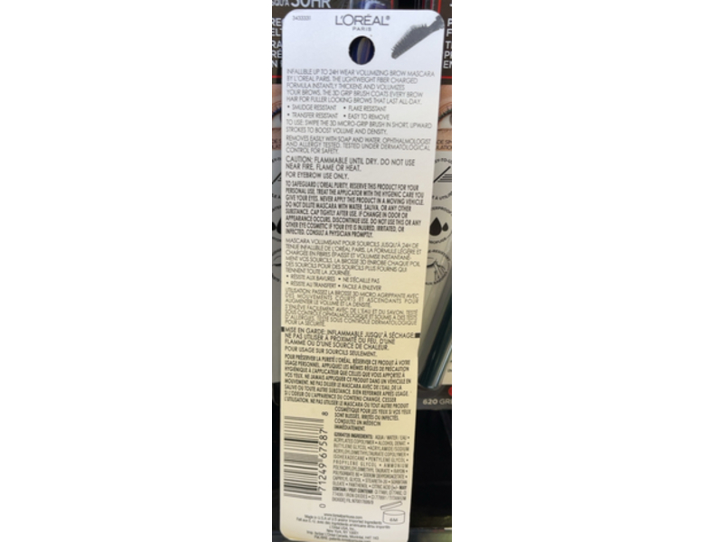 L'Oreal Paris Infallible Volumizing 24H Wear Brow Mascara, Dark Brunette, 0.13 fl oz