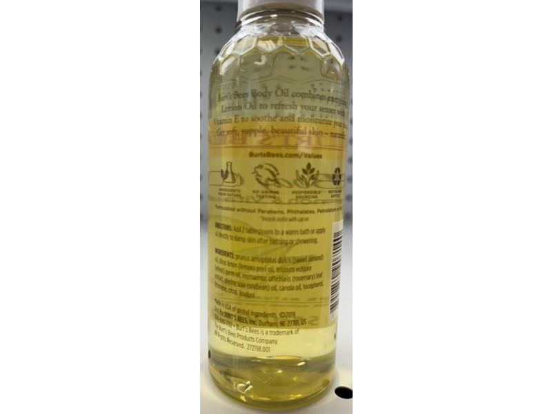 Burt's Bees Body Oil, Lemon & Vitamin E, 5 fl oz/147.8 mL