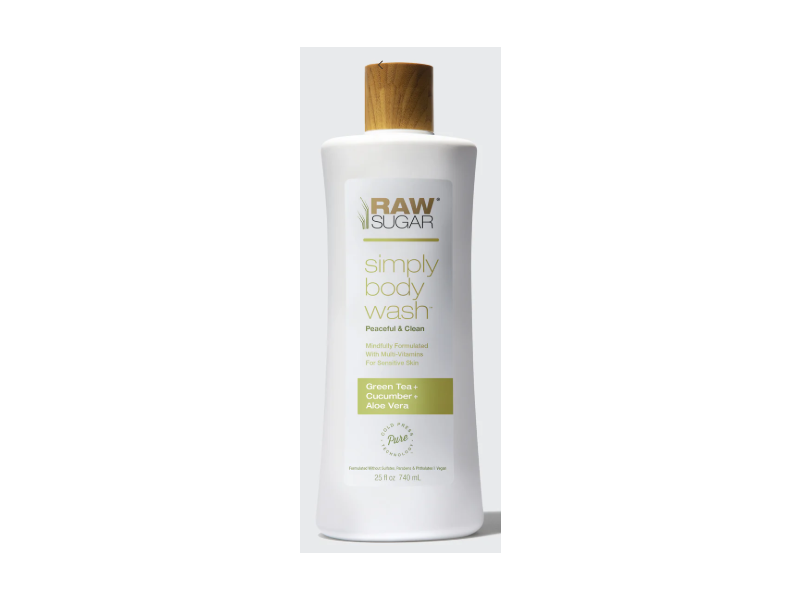 Raw Sugar Simple Body Wash, Green Tea + Cucumber + Aloe Vera, 25 fl oz/740 mL