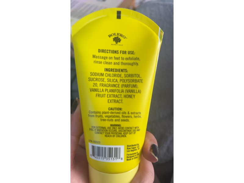 Bolero Beverly Hills Nourishing Foot Scrub, Vanilla Bean + Honey, 4 fl oz/118.2 mL