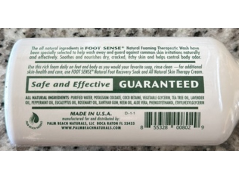 Foot Sense Natural Foaming Therapeutic Wash, Tea Tree Oil & Coconut, 6.5 oz/195 mL