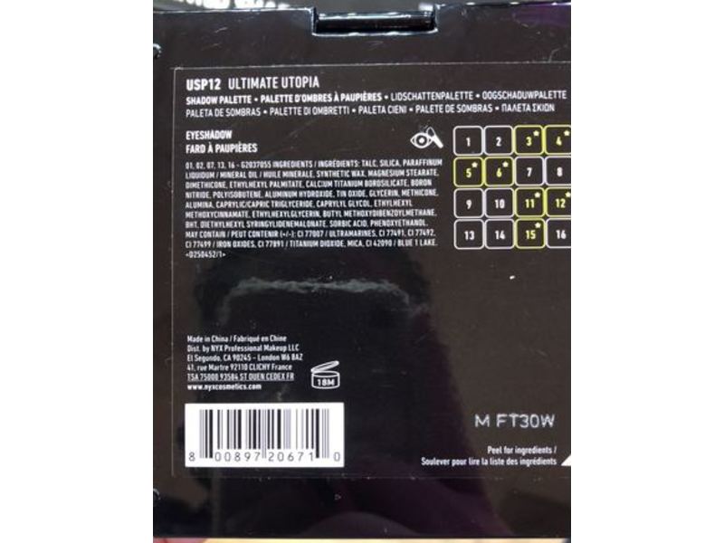 Nyx Professional Makeup Ultimate Eyeshadow Palette, Ultimate Utopia, 0.02 oz/0.83 g