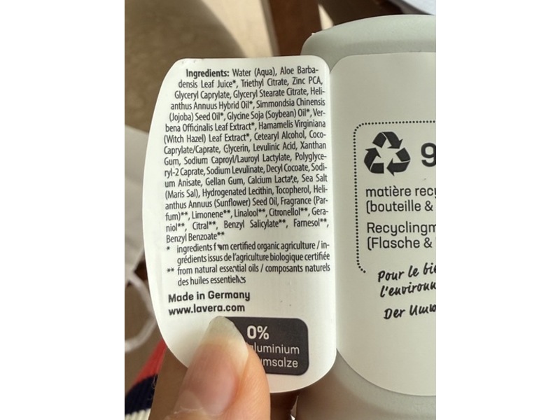 Lavera Naturkosmetik Deo Roll On, Natural, 1.7 fl oz/50 mL