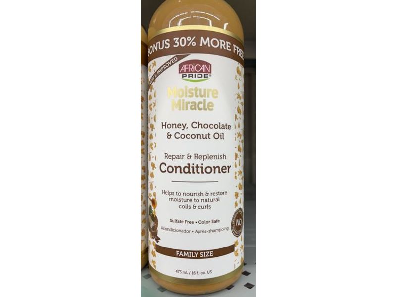 African Pride Moisture Miracle Conditioner, Honey Chocolate & Coconut Oil, 16 fl oz/473 ml