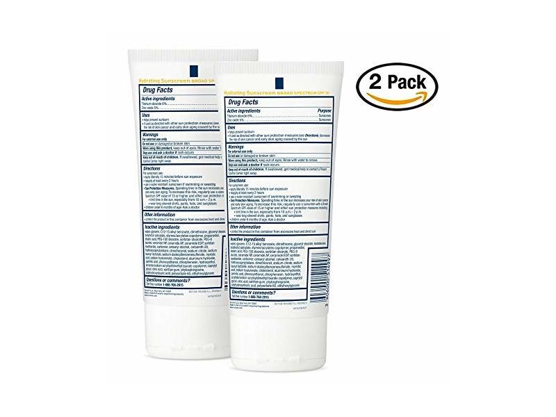 Cerave Hydrating Mineral Sunscreen, Broad Spectrum SPF 30 Body, 5 fl oz/150 mL, Pack Of 2