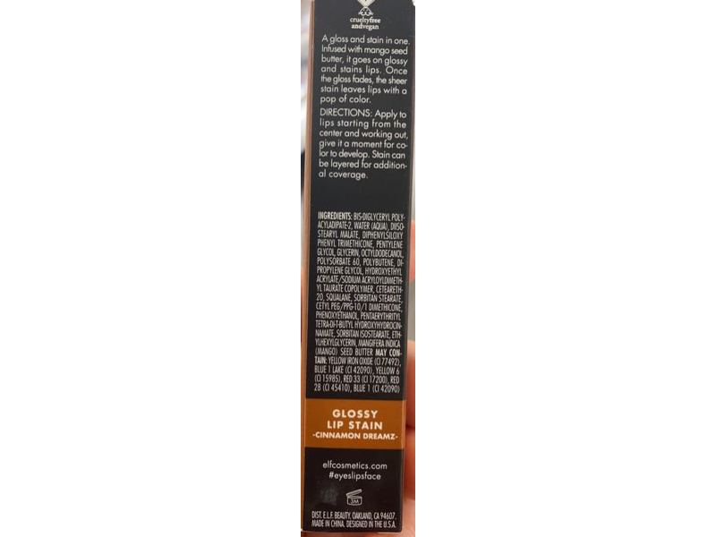 e.l.f. Glossy Lip Stain, Cinnamon Dreamz, 0.1 fl oz/3 mL