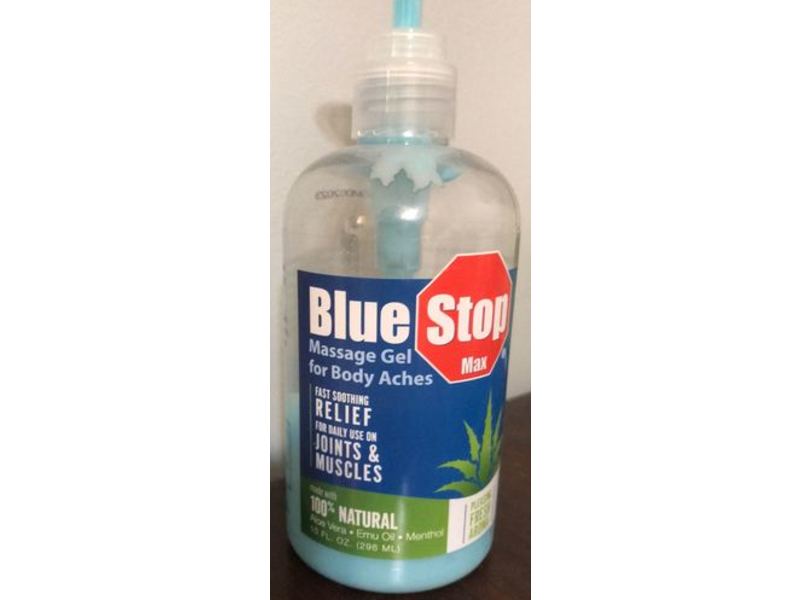 Blue Stop Max Massage Gel Body Aches, Aloe Vera, 10 fl oz/296 mL