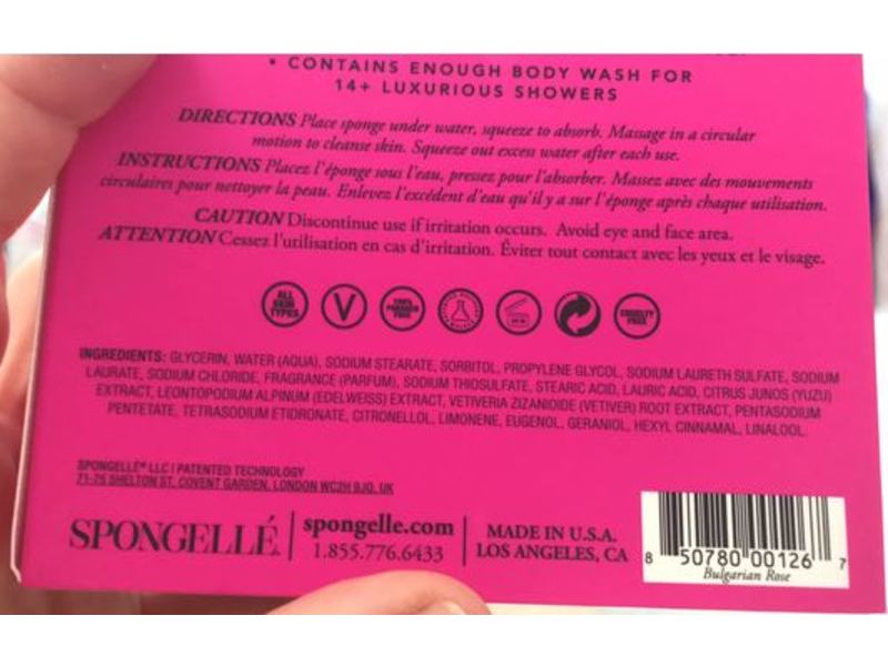 Spongelle Body Wash Infused Buffer, Bulgarian Rose, 3 oz/85 g