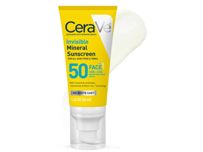 CeraVe Invisible Mineral Sunscreen, SPF 50, 1.62 fl oz/48 mL
