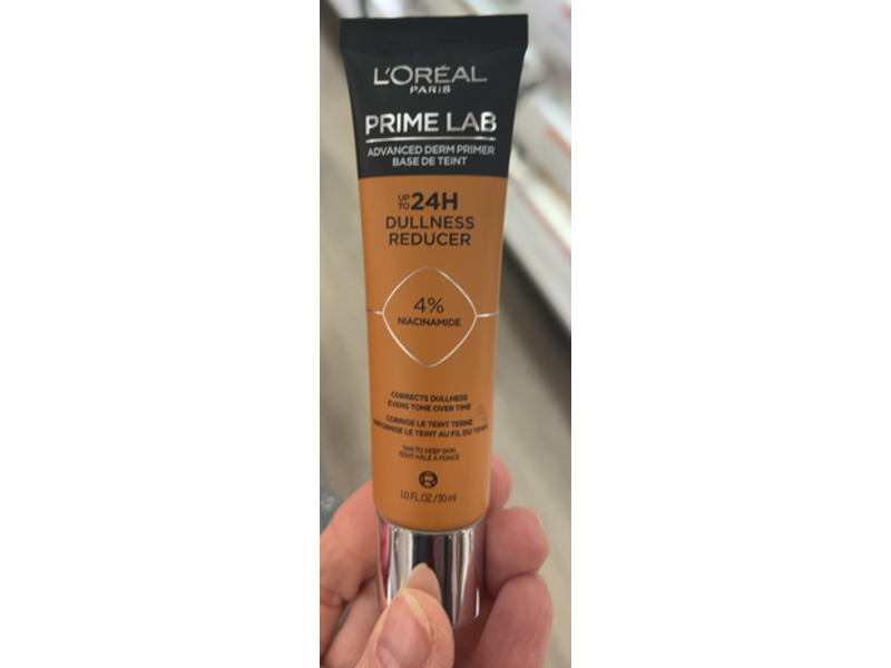 L'Oreal Paris Prime Lab Up to 24H Dullness Reducer Face Primer, Tan To Deep, 1 oz/30 mL