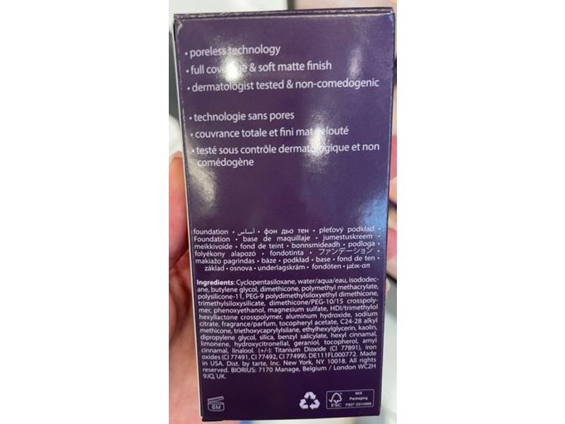 Tarte Amazonian Clay 16-Hrs Full Coverage Foundation, 32N Medium Neutral, 1.7 fl oz/50 mL