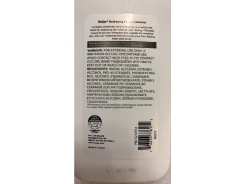 Meijer Hydrating Facial Cleanser, Ceramides & Hyaluronic Acid, 12 fl oz/255 mL