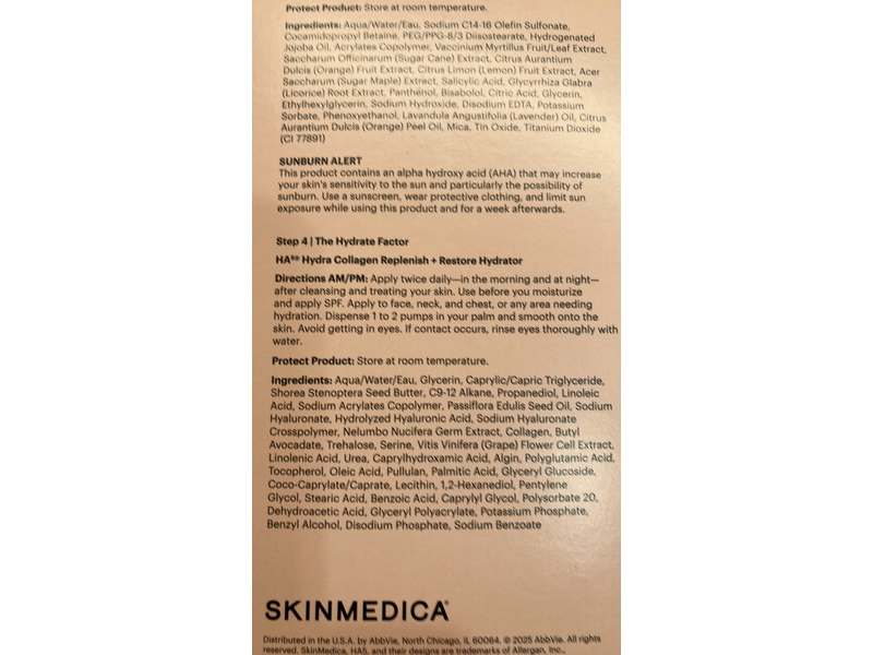 SkinMedica Brighten & Hydrate Duo, AHA/BHA Exfoliating Cleanser & HA Hydra Collagen Replenish + Restore Hydrator