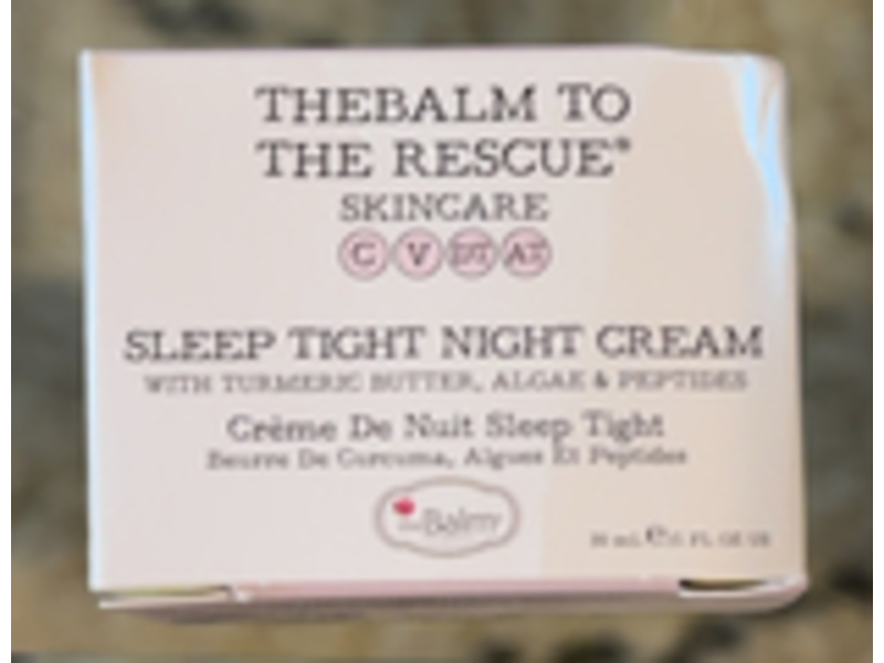 TheBalm To The Rescue Sleep Tight Night Cream, Turmeric Butter+Algae & Peptides, 1 fl oz/30 mL