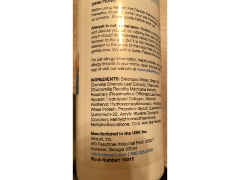 Allerpet Pet Dander Remover, 12 fl oz/355 mL