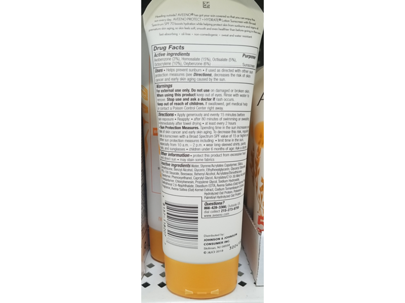 Aveeno Protect + Hydrate Moisturizing Sunscreen Lotion, SPF 70, 7 oz/198 g