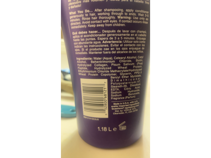 Ogx Volume & Strength+ Conditioner, Biotin + Collagen & Peptide, 40 fl oz/1.18 L