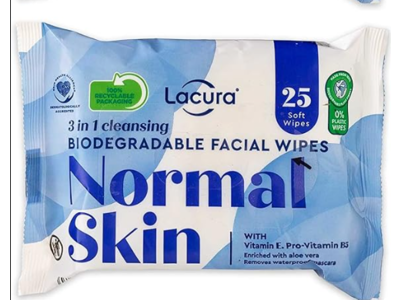 Lacura 3 In 1 Cleansing Facial Wipes, 25 Count, Pack Of 2