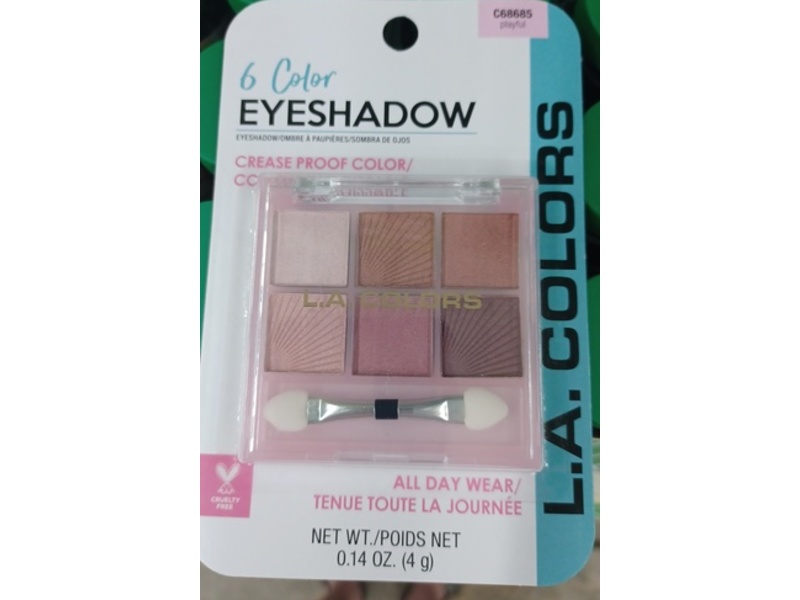 L.A. Colors 6 Color Eyeshadow Paltte, Playful, 0.14 oz/4 g