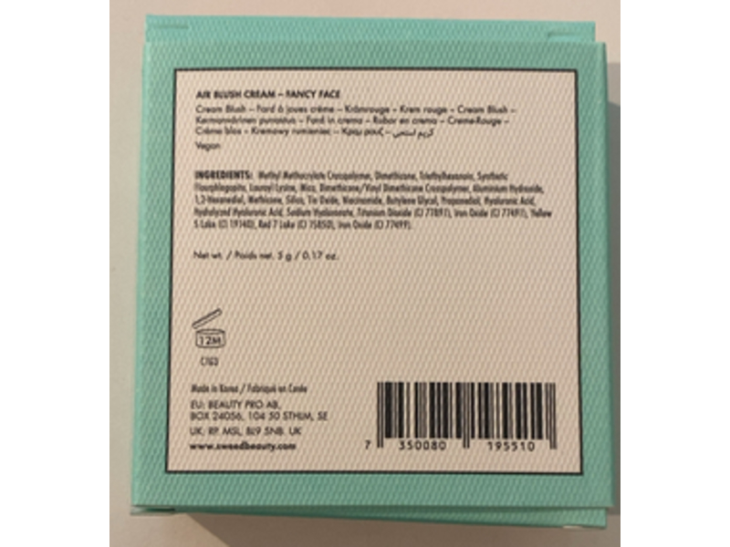 Sweed Air Blush Cream, Fancy Face, 0.17 oz/5 g