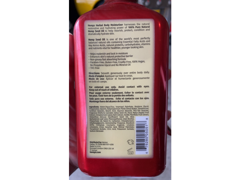 Hempz Herbal Body Moisturizer, Apple Cinnamon Shortbread, 17 fl oz/500 mL