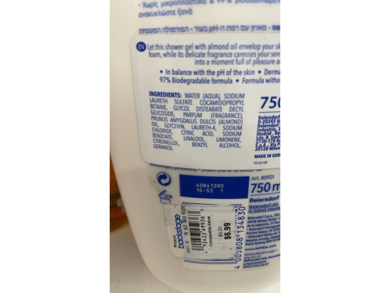 Nivea Creme Soft Body Wash, 25.38 fl oz/750 mL