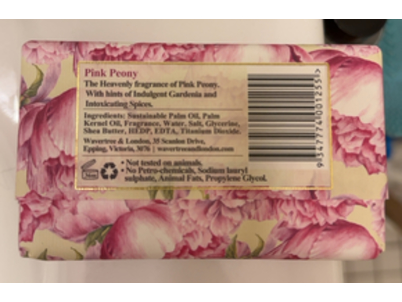 Wavertree & London Moisturizing Soap Bar, Pink Peony, 7 oz/200 g