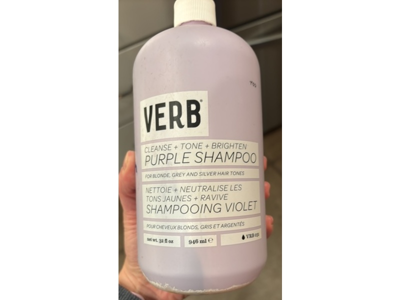 Verb Purple Shampoo, Cleanse + Tone + Brighten, 32 fl oz/946 mL