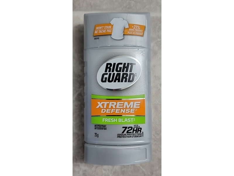 Right Guard Xtreme Defense Antiperspirant, Fresh Blast, 73 g