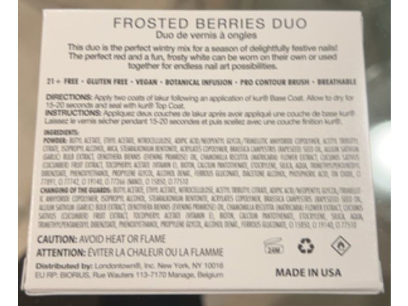 Londontown Lakur Nail Base Coat & Top Coat Duo, Frosted Berries, 4 fl oz/12 mL