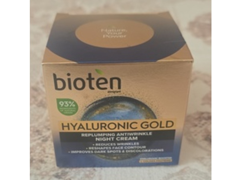 Bioten Hyaluronic Gold Replumping Antiwrinkle Night Cream, 1.7 oz/50 mL
